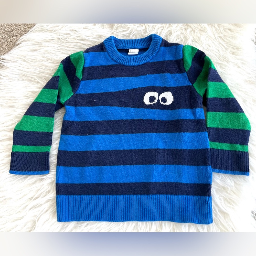 Vintage Baby Gap Halloween Monster Blue Striped Sweater Kids Size 3T